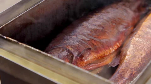 Smoke-dried delicious fish Stock Footage 66234011