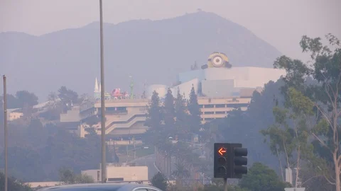 Smoke During Woolsey Fire Universal Studios Stock Footage 100526930