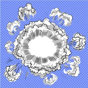 Smoke dust explosion cartoon frame hand drawn Stock Illustration