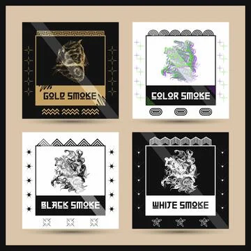 Smoke Effect Abstract memphis style vector art 스톡 일러스트