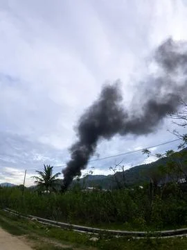 Smoke Emission from Distant Landscape Stock Photos