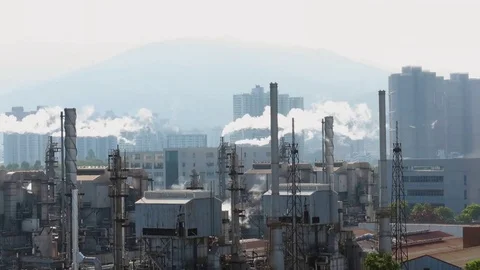 Smoke emitted from factory Video stock 80996377