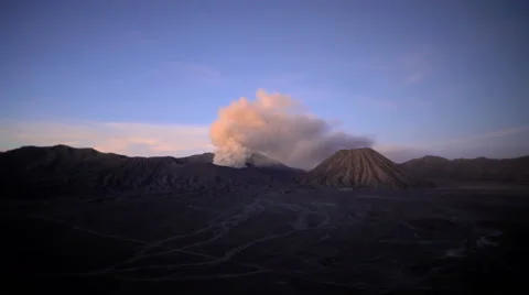 Smoke erupting from Mt Bromo active volcano Java Indonesia South East Asia Stock Footage 67390387