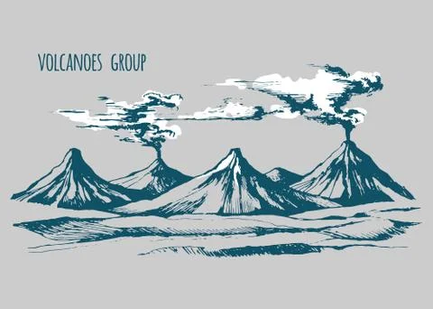 Smoke before the eruption Stock Illustration