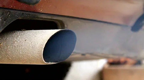Smoke exhaust pipe car Stock Footage