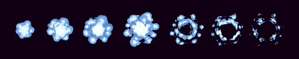 Smoke explode animation sprite sheet, vfx steam Stock Illustration