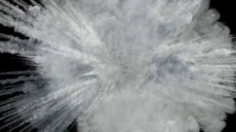 Smoke explosion with puff towards the camera, smoke hits camera's lense. Stock Footage 83347391