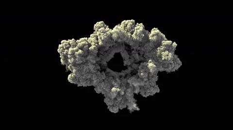 Smoke explosion, shockwave effect isolated on black background, top view Stock Footage 51798708