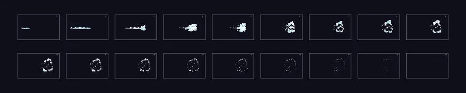 Smoke explosion special effect animation. Explosion frames for flash animatio Stock Illustration