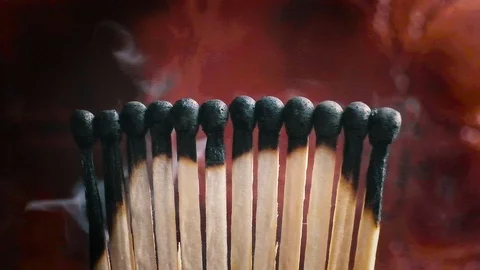 Smoke from extinguished matches, Slow Motion Stock Footage 104344316