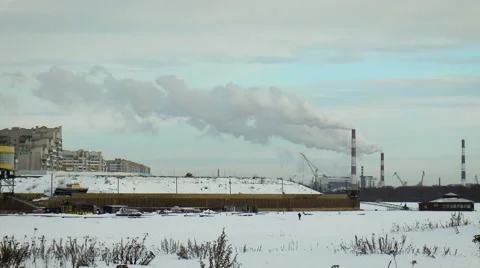 Smoke from factory chimneys Stock Footage 68346648