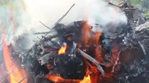 Smoke, fire and bonfire Stock Footage 48846751