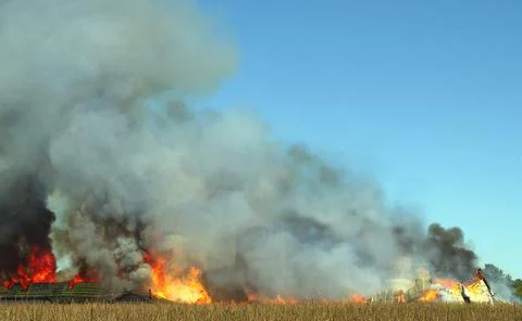 Smoke fire background barn flame heat danger destruction disaster Stock Photos