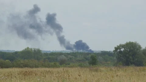 Smoke from a fire in distance Stock Footage 119310986