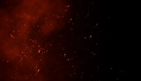 Smoke with fire embers particles texture overlays . Burn effect on isolated b Stock Illustration
