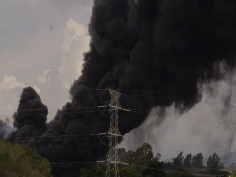 Smoke from a fire Stock Footage 83292383