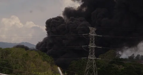 Smoke from a fire Stock Footage 83293289