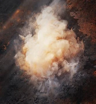 Smoke from fire on the ground 스톡 사진