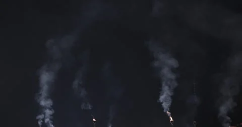 Smoke from Fire Torch in Night Stock Footage 324518067
