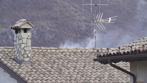 Smoke from the fireplace Stock Footage 71135018