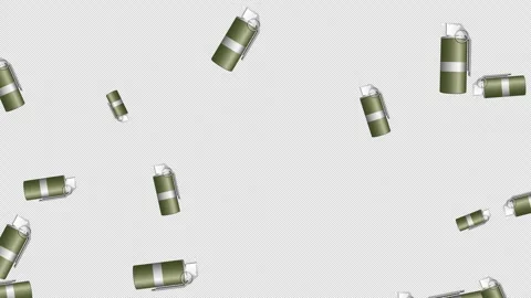 Smoke flash stun Grenades Falling on Transparent Alpha background Animation Vídeos de archivo 347470284