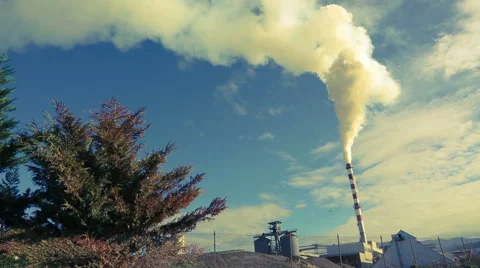 Smoke flows into the atmosphere from a chimney Stock Footage 43377397