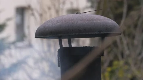 Smoke flying from the heating chimney. Time lapse Video stock 233264356