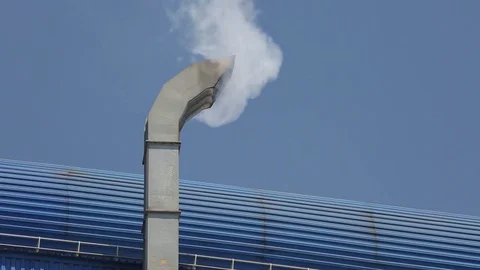 Smoke gets out of the chimney at the factory Stock Footage 72767529