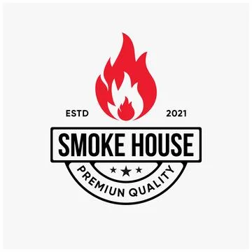 Smoke house, grill, rustic, roasted logo design template inspiration Stock Illustration