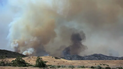 SMOKE FROM A HUGE FOREST FIRE Stock Footage 23377386