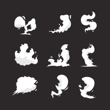 Smoke icon collection. flat style elements. cartoon isolated illustration Ilustración de archivo