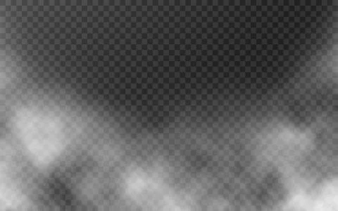 Smoke isolated on transparent backdrop. White fog effect. Realistic mist concept Stock Illustration