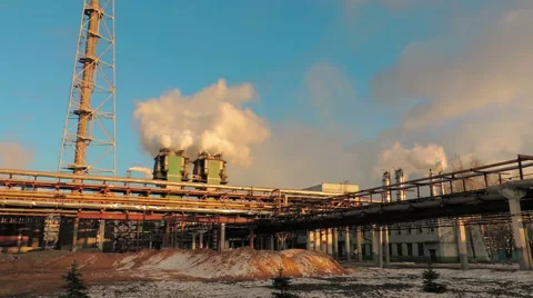 Smoke from large pipes at sunset (5) 库存影片 48632538