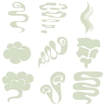 Smoke, a large set of animated smoke vectors. Realistic gray smoke. Illustrazione stock