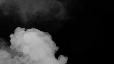 Smoke on the left side, floating and swirling in space on black background Stock Footage 50953217