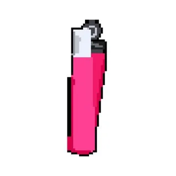 Smoke lighter fire pixel art vector illustration Stock Illustration