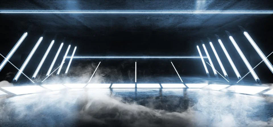 Smoke Lines Construction Stage Virtual Reality Neon Glowing Blue Sci Fi Futur Stock Illustration