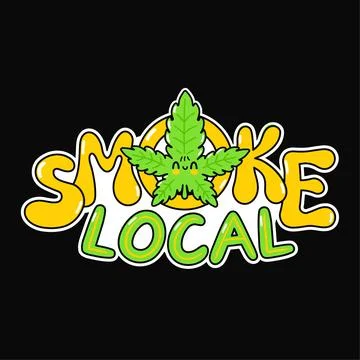Smoke local slogan. Vector hand drawn doodle cartoon illustration icon. Smoke Stock Illustration