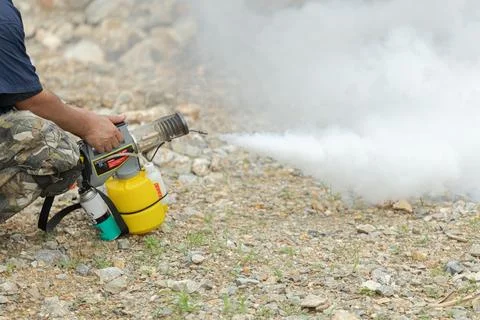 Smoke Machine. Mosquito control, Pest control, Insect prevention, Fogging, .. Stock Photos
