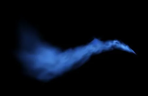 Smoke magic effect in blue, creating a cloudy haze with light on a black Stock Illustration