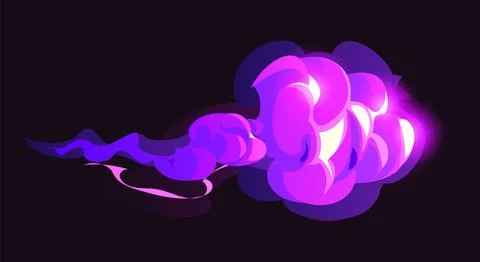 Smoke magic effect, cartoon purple light in cloud Stock Illustration