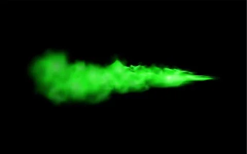 Smoke magic effect in green, creating a cloudy haze with light on a black Stock Illustration