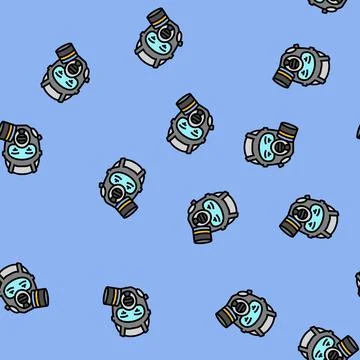 Smoke mask face vector seamless pattern Stock Illustration