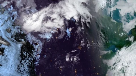 Smoke from massive Spokane forest and wildfire fire on weather satellite Stock Footage 341295723
