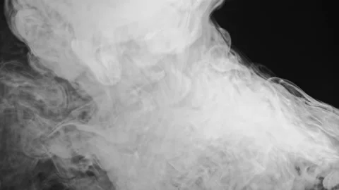 Smoke motion white vapor cloud black background Stock Footage 134931989