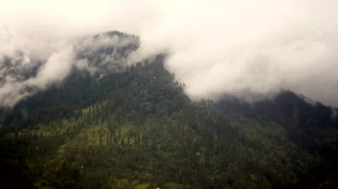 Smoke on the Mountain Forest (Clouds time-lapse motion in the Sky) Stock Footage 58178841