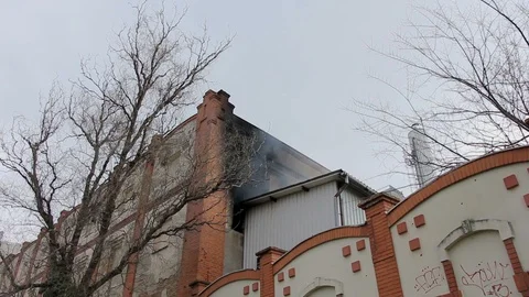 Smoke in the old factory Stock Footage 89162062
