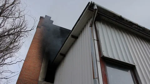 Smoke in the old factory Stock Footage 90268370