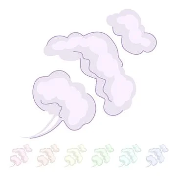 Smoke or steam cloud puff cartoon graphic Stock Illustration