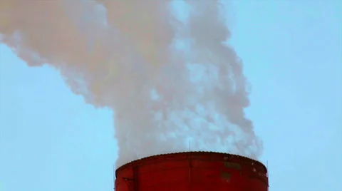Smoke or steam stack on blue sky background. Vídeos de archivo 34294242
